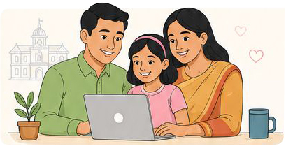 Indian family using JuniorLinkedIn